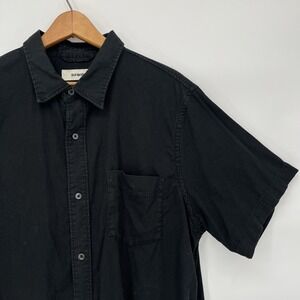 Buck Mason Drape Twill One Pocket Shirt Men XL Black Cotton Button Up Short Slee